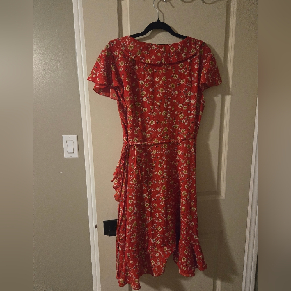 SHEIN Red Floral Ruffle Mini Dress - Picture 3 of 4